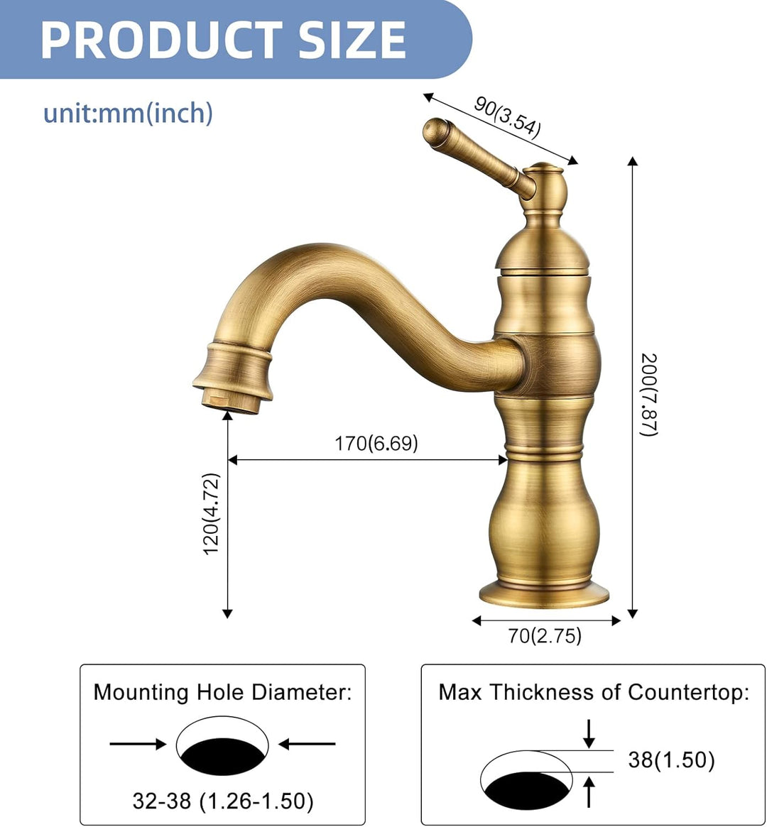 kisimixer Wasserhahn Bad Antik Bronze, 360° Schwenkbar Armatur Waschbecken für Bad, Einhebel Mischba