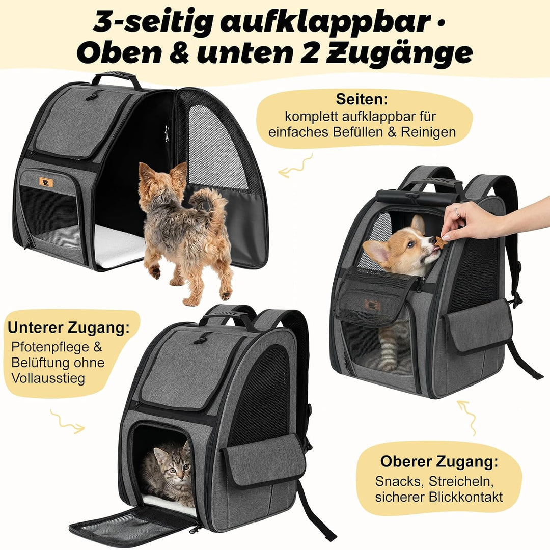 Aystkniet Katzenrucksack &amp; Hunderucksack bis 6kg, Grosse Haustier Transporttasche mit 270° Belüftung