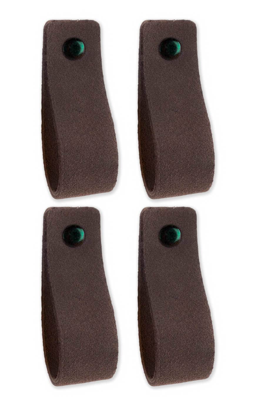 Brute Strength – Möbelgriffe aus Wildleder – 16,5 x 2,5 cm – Grau – 4 Stück | Weiche Tür- und Möbelg