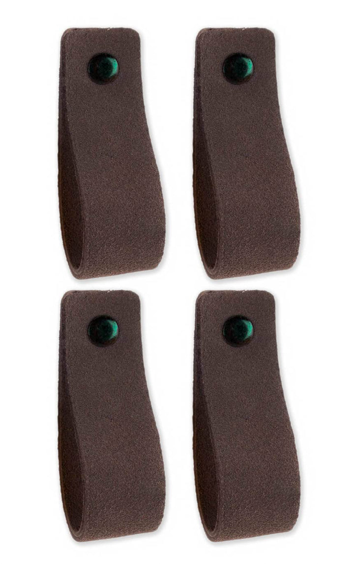 Brute Strength – Möbelgriffe aus Wildleder – 16,5 x 2,5 cm – Grau – 4 Stück | Weiche Tür- und Möbelg