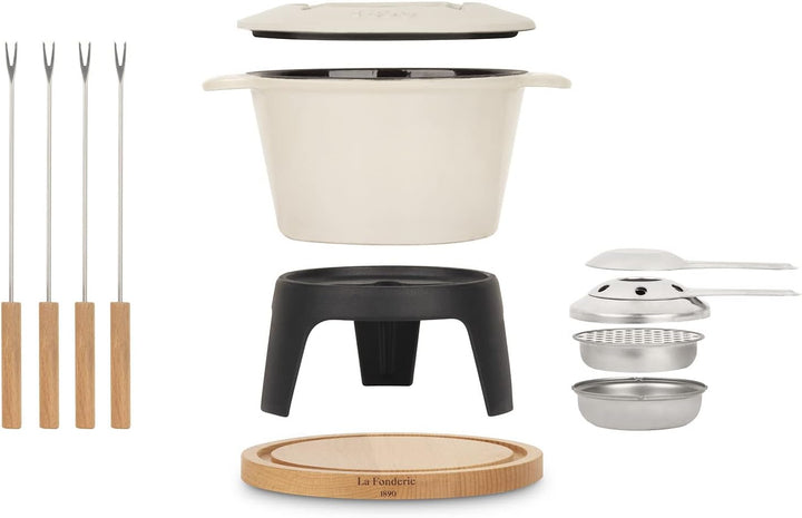 La Fonderie 1890 Fondue-Set aus Gusseisen, Beige, 4 personnes