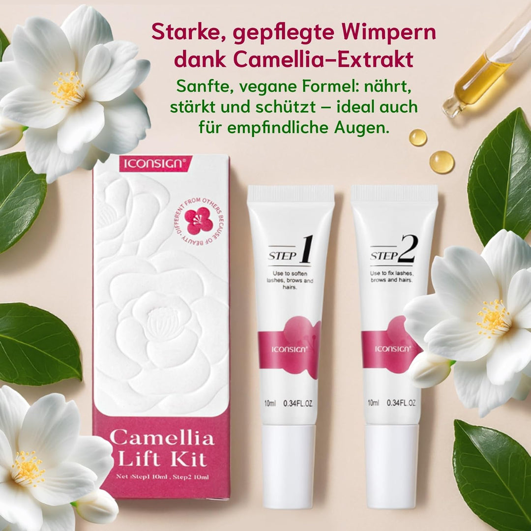 P-Beauty Camellia Wimpernlifting & Augenbrauenlifting SET - vegane Formel mit Kamelienextrakt - Wimp