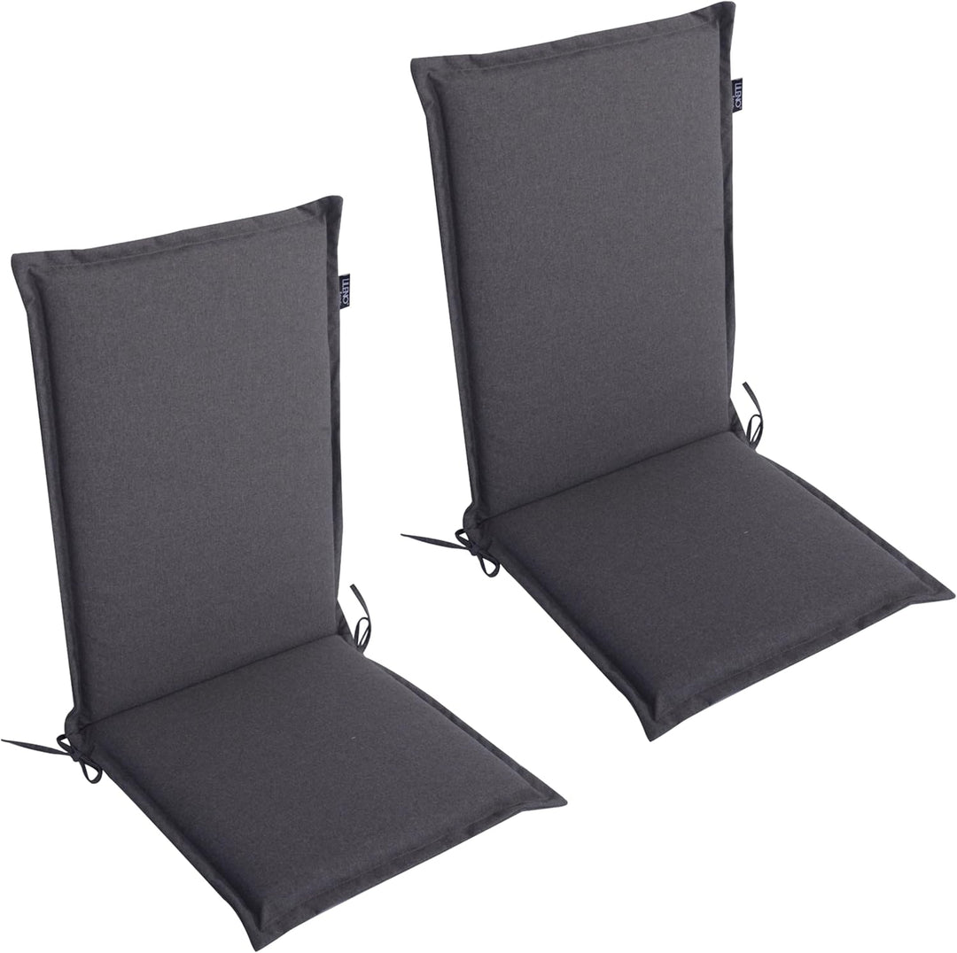 LILENO HOME Gartenstuhl Auflagen als [2er Set - Hochlehner] in Anthrazit Y - bequeme Liegen als Sitz