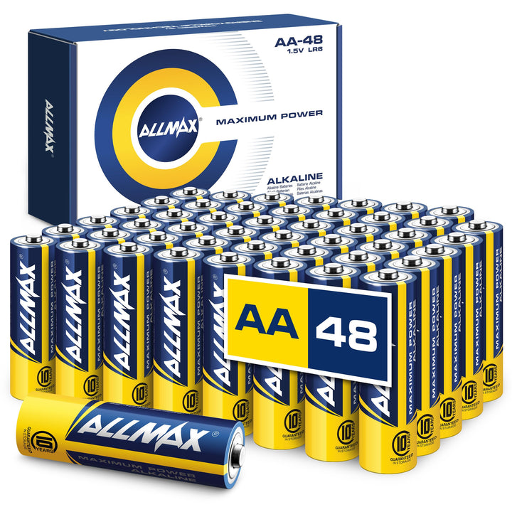Allmax AA Maximum Power Alkaline Double A Batterien (48 Stück) - Ultra-Langlebigkeit, 10 Jahre Haltb
