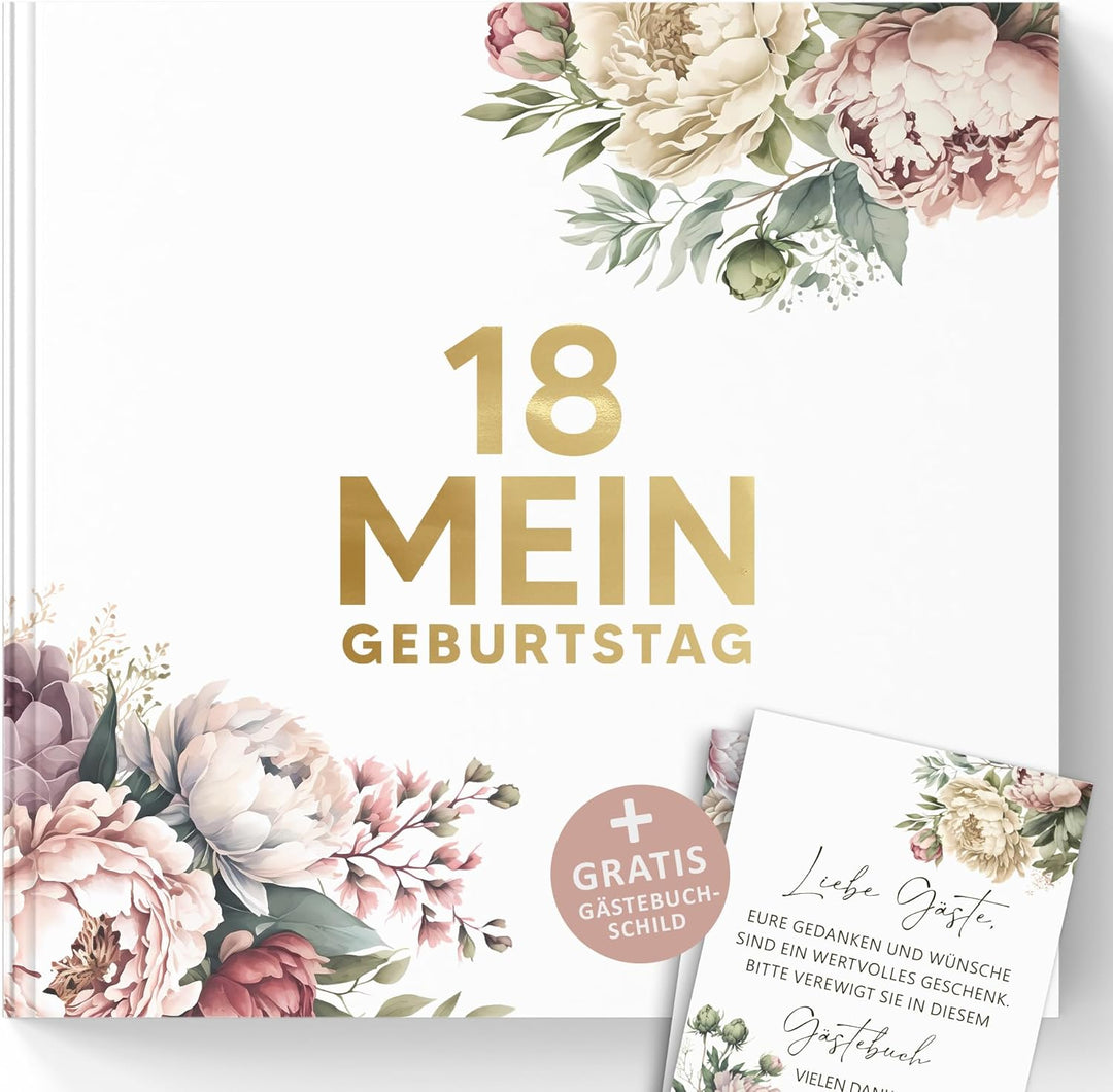 18. Geburtstag Gästebuch mit Weinetiketten – Erinnerungsbuch Vintage Look Geschenk für Familie &amp; Fre