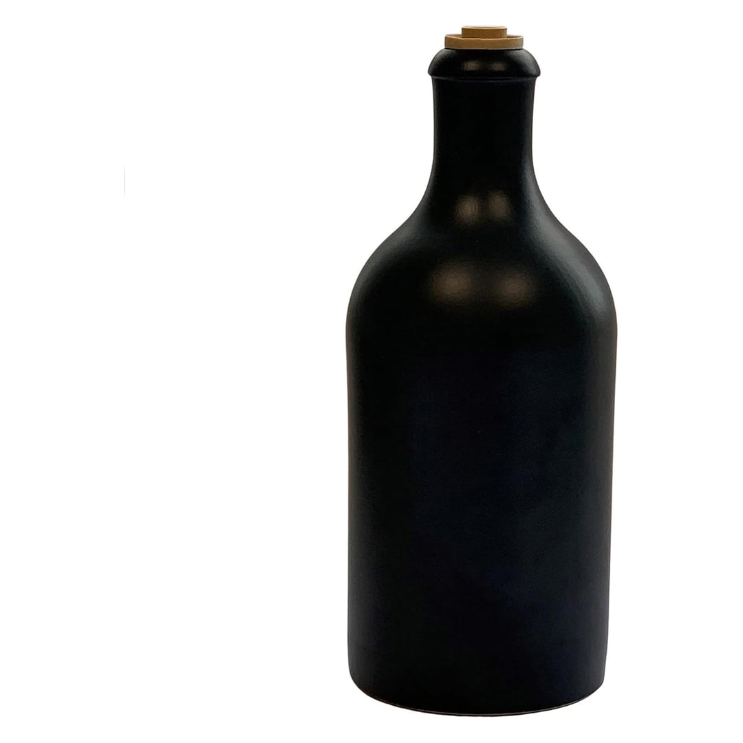2 x Ölflasche 500 ml Keramik Ölspender Schwarz mit Ausgiesser Flaschen Made in Germany