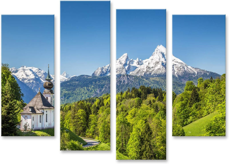 Bild Bilder auf Leinwand Schöne Berglandschaft in den bayerischen Alpen mit Wallfahrtskirche Maria G