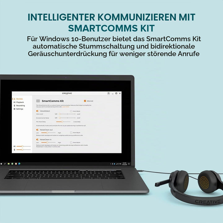 CREATIVE Chat USB On-Ear Wired Headset mit Flip-to-Mute Noise Cancelling-Mikrofon, SmartComms-Kit, I