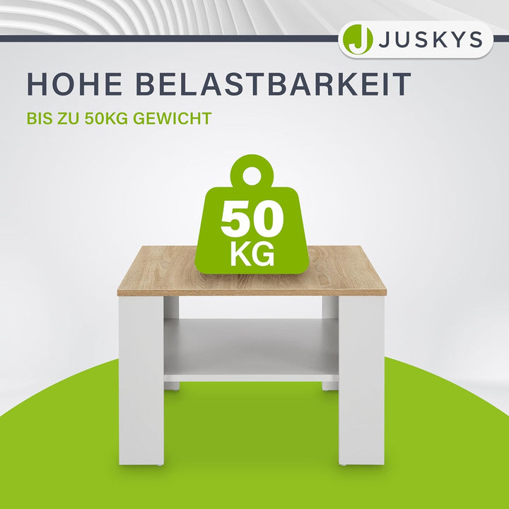 Juskys Couchtisch mit Ablage 60x60x40 cm - Holz, pflegeleicht, robust - Moderner Beistelltisch für Z