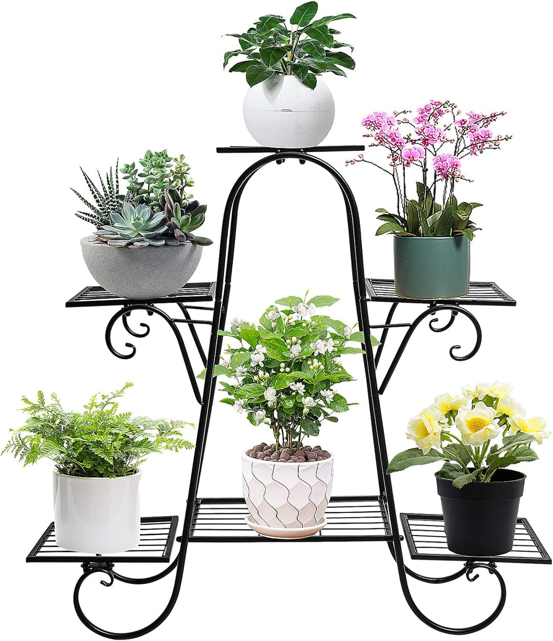 Queiting Metall Blumenständer Blumentreppe mit 6 Ebenen Retro Pflanzentreppe für Innen und Aussen Ga