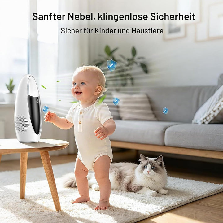 VOMI Ttischventilator Akku mit Sprühnebel, Rotorlose Ventilator Ohne Rotorblätter Tragbarer Kleiner