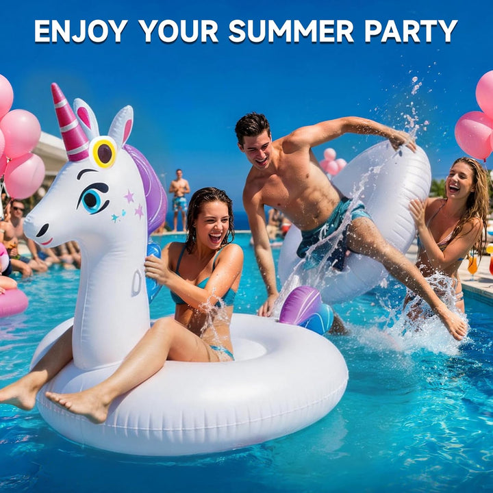 Flamingo Aufblasbar Einhorn, Luftmatratze Pool Erwachsene, Reittier Aufblasbar, Schwimmtier Dinosaur