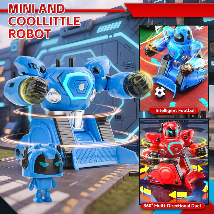 2 Stück Ferngesteuerte Roboter, RC Kampfroboter Spielzeug mit Boxduell & Fussballmodus, Licht & Soun