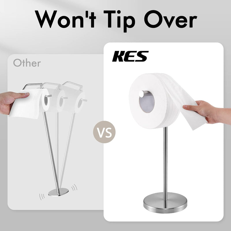 KES Toilettenpapierhalter Stehend Mit Gewichteter Basis, Klopapierhalter Klorollenhalter Freistehend