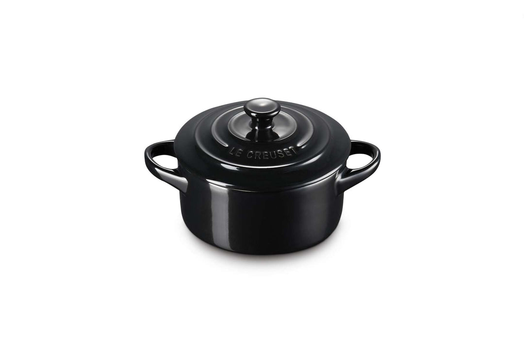 LE CREUSET Mini-Cocotte aus Steinzeug, 200 ml, 10 x 5 cm, Schwarz glänzend, 71901101400000, Schwarz