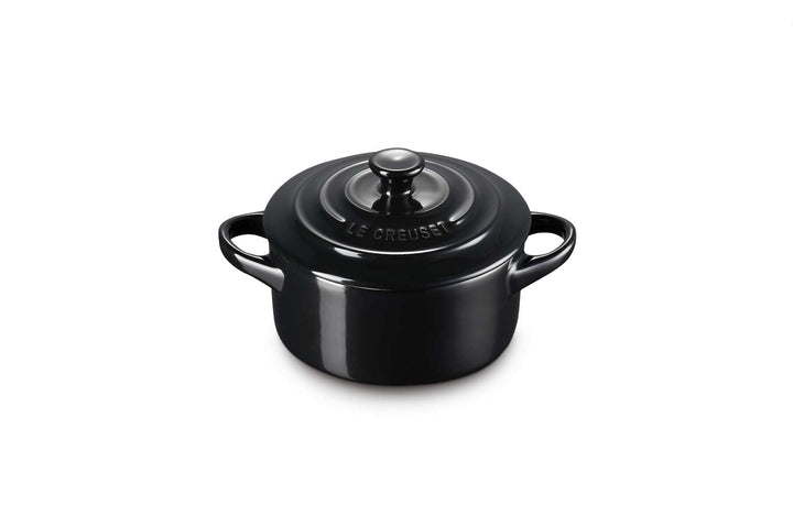 LE CREUSET Mini-Cocotte aus Steinzeug, 200 ml, 10 x 5 cm, Schwarz glänzend, 71901101400000, Schwarz