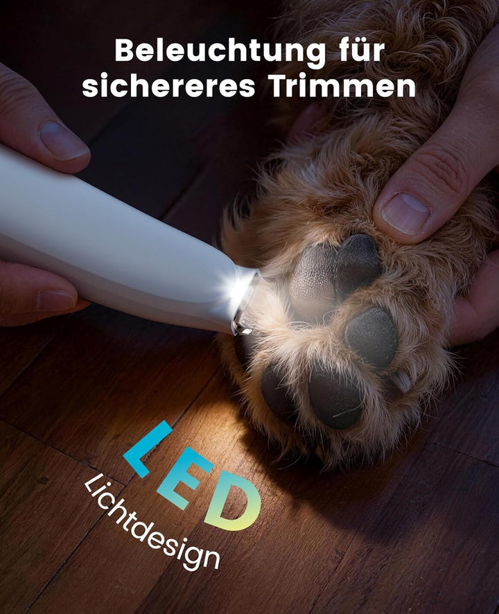 oneisall Pfotentrimmer für Hunde Extra Leise mit LED-Licht,Schermaschine Katze Hundepfoten Trimmer d