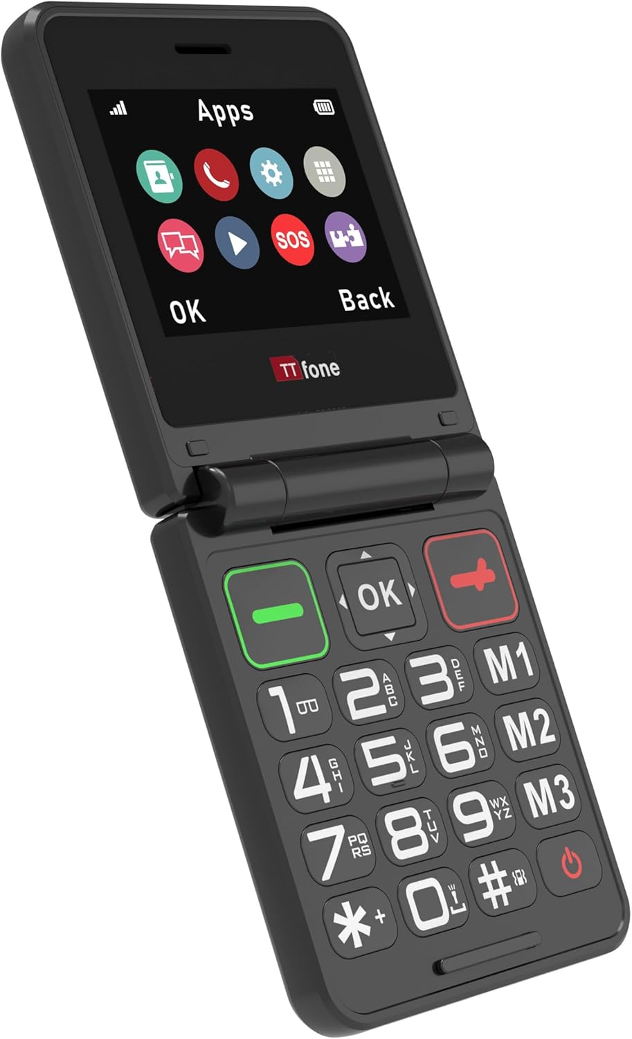TTfone Klapphandy TT660 mit faltbarem Design, grossen Tasten, Notruf, Langer Akkulaufzeit und 3G & 4