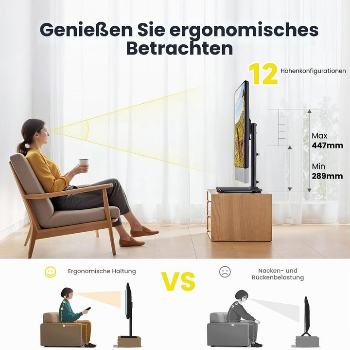 TV Ständer Schwenkbarer, Universal TV Standfuss für 32-60 Zoll LED LCD Flach & Curved Fernseher bis