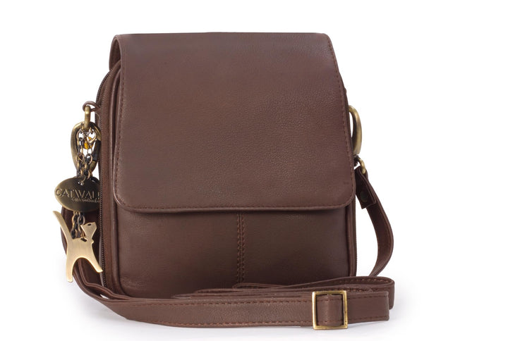 Catwalk Collection Handbags - Leder - Organizer/Umhängetasche/Schultertasche - TEAGAN Braun, Braun