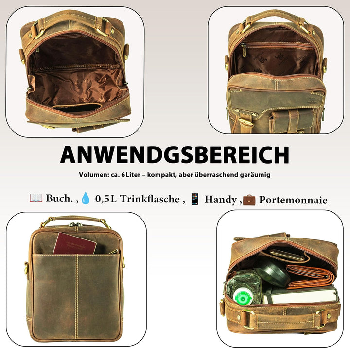 MATADOR Schultertasche Echt Leder Herren Hochwertige Arbeittasche Umhängetasche Ledertasche Tabletta