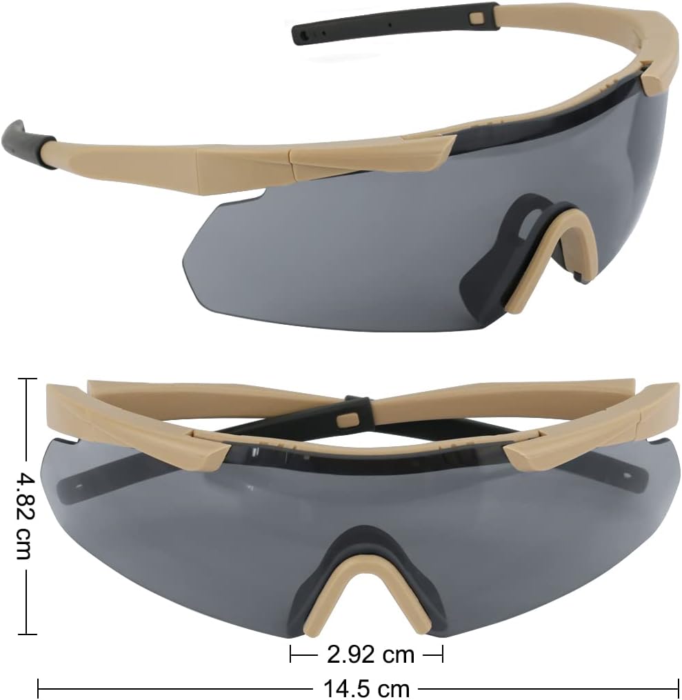 Feyachi Schutzbrille mit 3 Austauschbaren Beschlagfrei &amp; Kratzfest Gläsern, Schiessbrille für Sports