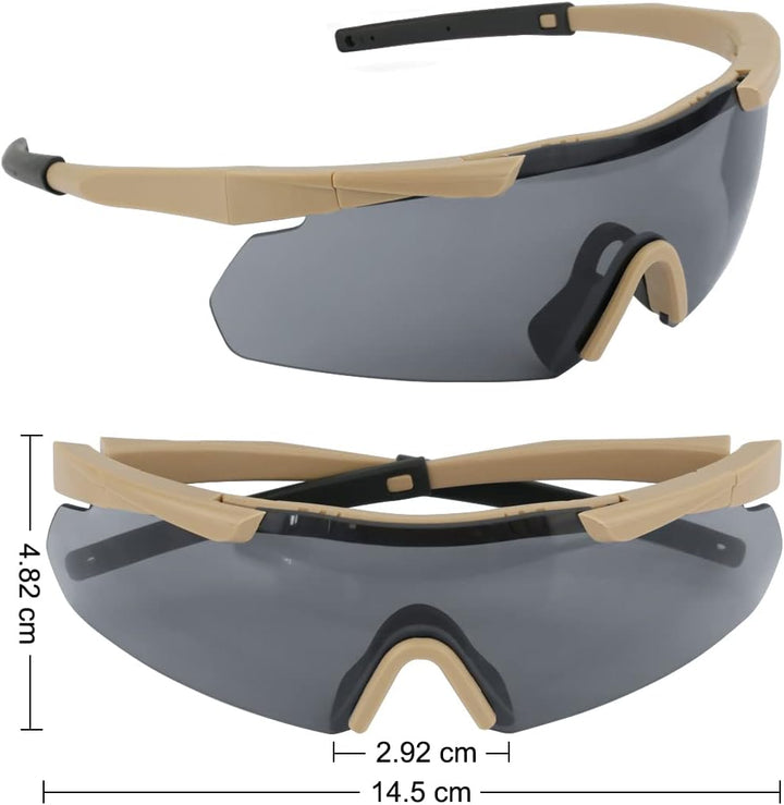 Feyachi Schutzbrille mit 3 Austauschbaren Beschlagfrei &amp; Kratzfest Gläsern, Schiessbrille für Sports