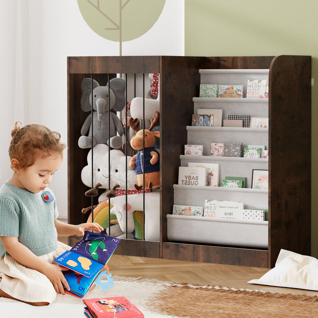 NACHES Kinder Organizer für Kinderzimmer Spielzimmer (Braun, 90x34x80cm) | Spielzeugregal Kuscheltie