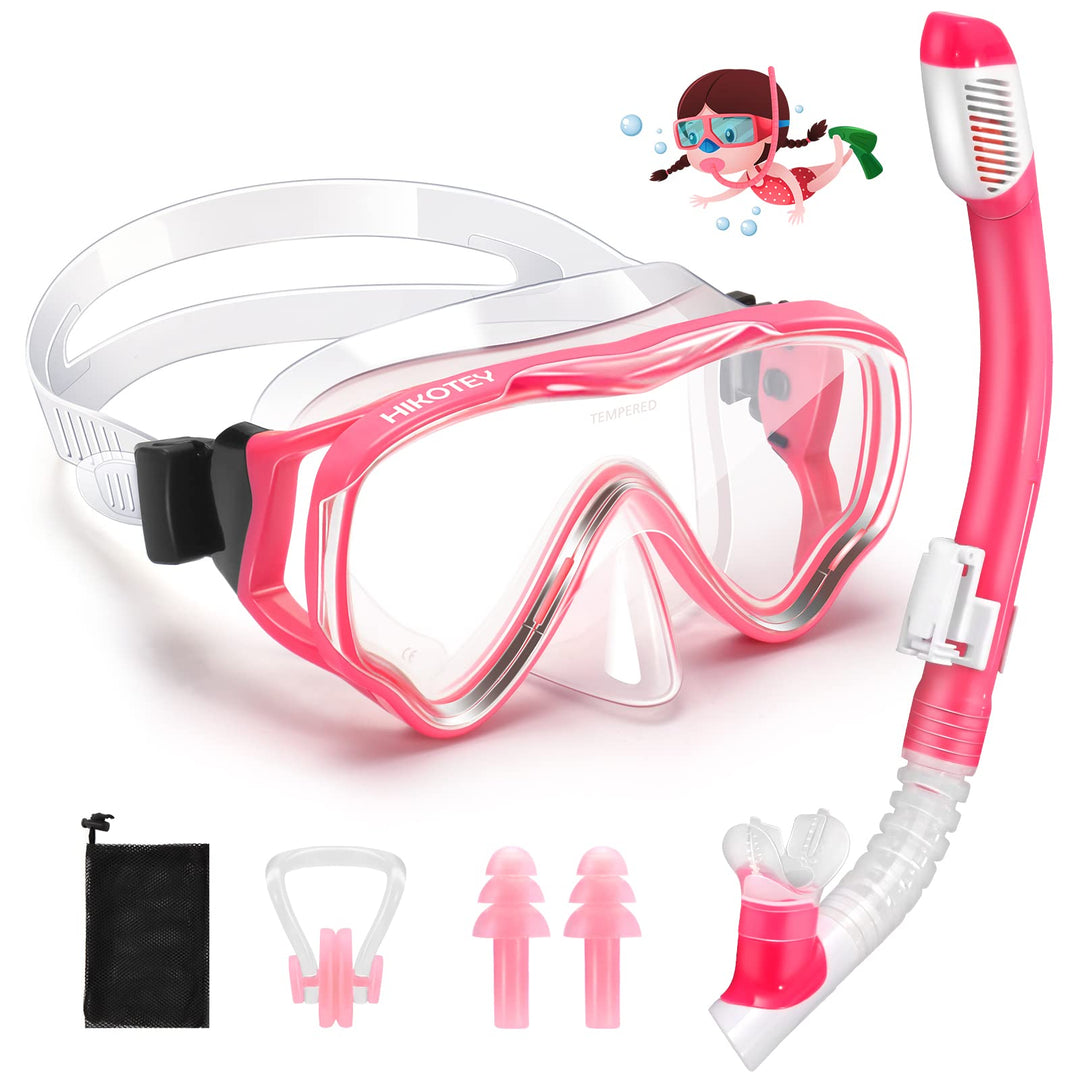 HIKOTEY Taucherbrille Kinder 4-16 Jahre,Schnorchelset Kinder für Mädchen Jungen Schwimmbrille Kinder