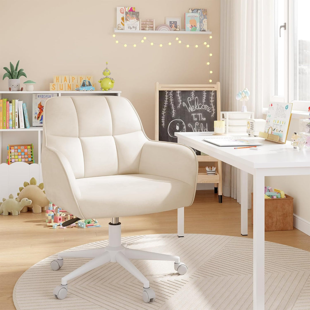YOUDENOVA Schreibtischstuhl, Drehstuhl mit Rollen, Schminkstuhl Höhenverstellbar, Homeoffice Stuhl,