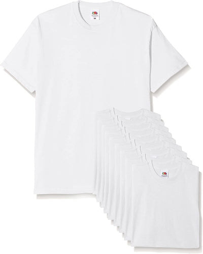 Fruit of the Loom Herren Original T T-Shirt (10er Pack oder 5er Pack) 5XL Weiss, 5XL Weiss