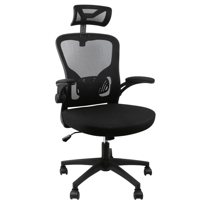 Bürostuhl Ergonomisch, HANGHAIGO Schreibtischstuhl, Bürostuhl mit Kopfstütze, Armlehnen, Lendenwirbe