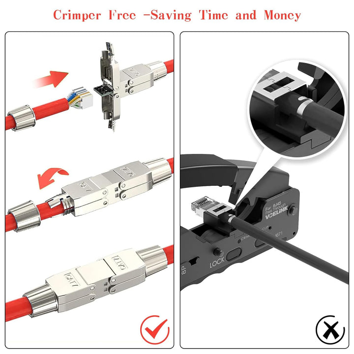songyea 4×RJ45 Verbinder, Werkzeugloser Netzwerkkabelverbinder, RJ45 Stecker CAT5e, CAT6, CAT7 Verle