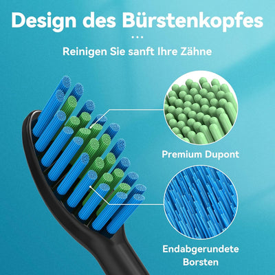 Lächen elektrische Zahnbürste Schallzahnbürste mit 4 Aufsteckbürsten und Timer, 3 Modi & 3 Vibration