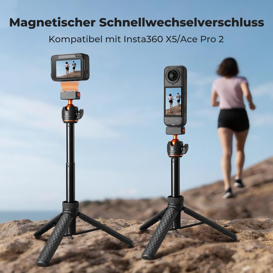K&F CONCEPT Magnetisches Schnellwechsel-Stativ für Insta360 Ace Pro 2, 66cm Selfie Stick MIni Stativ