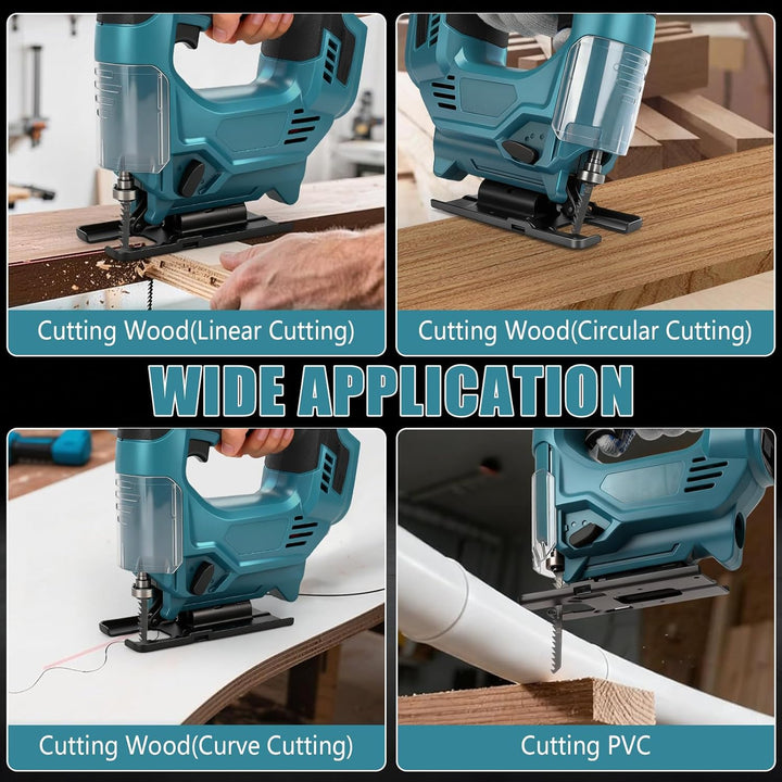 Stichsäge Kompatibel mit Makita 18V Akkus, Bürstenlose Pendelhub Stichsäge, 26 mm Hubhöhe 45° Schräg