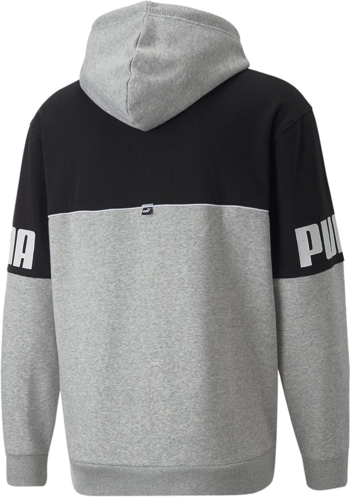 PUMA Herren Power Colorblock Hoodie FL Sweat M Grau - Light Gray Heather, M Grau - Light Gray Heathe