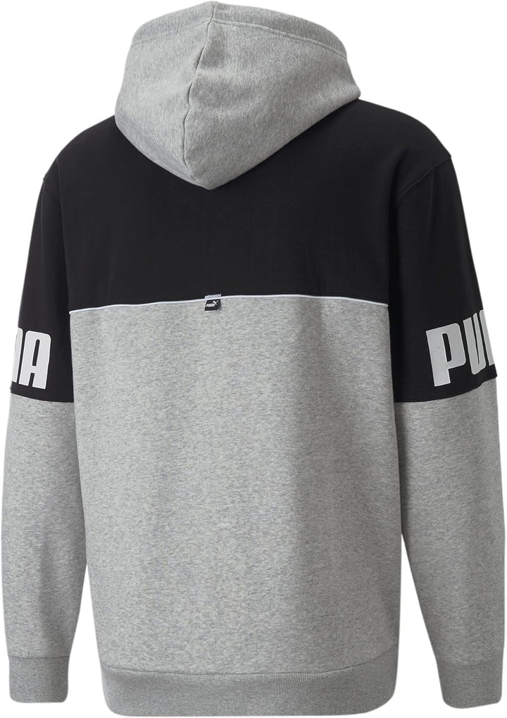 PUMA Herren Power Colorblock Hoodie FL Sweat M Grau - Light Gray Heather, M Grau - Light Gray Heathe