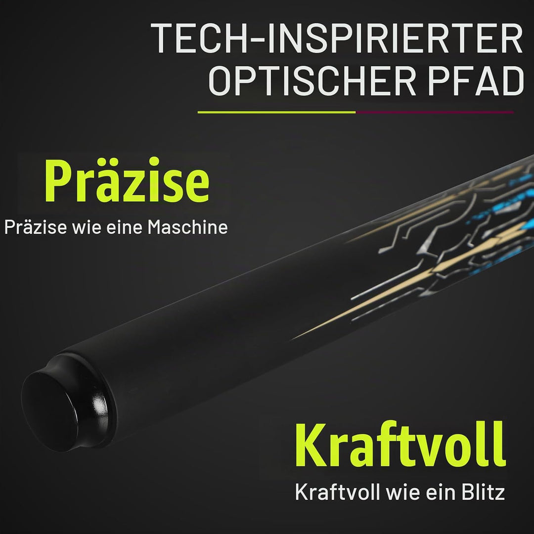 Billardqueue-Stick aus Karbonfaser, 553 ml, professionelle 10 mm Regenbogenspitze, inklusive Queueet