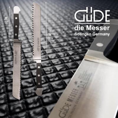 Güde Brotmesser, geschmiedet, Serie Alpha, Doppelkropf, Griff POM schwarz, Linkshänderausführung Küc