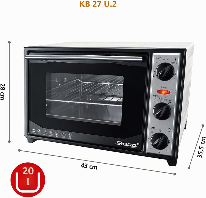 Steba KB 27 U.2 Backofen mit Grillspiess / 1500 Watt / 20 Liter / 4-Stufen