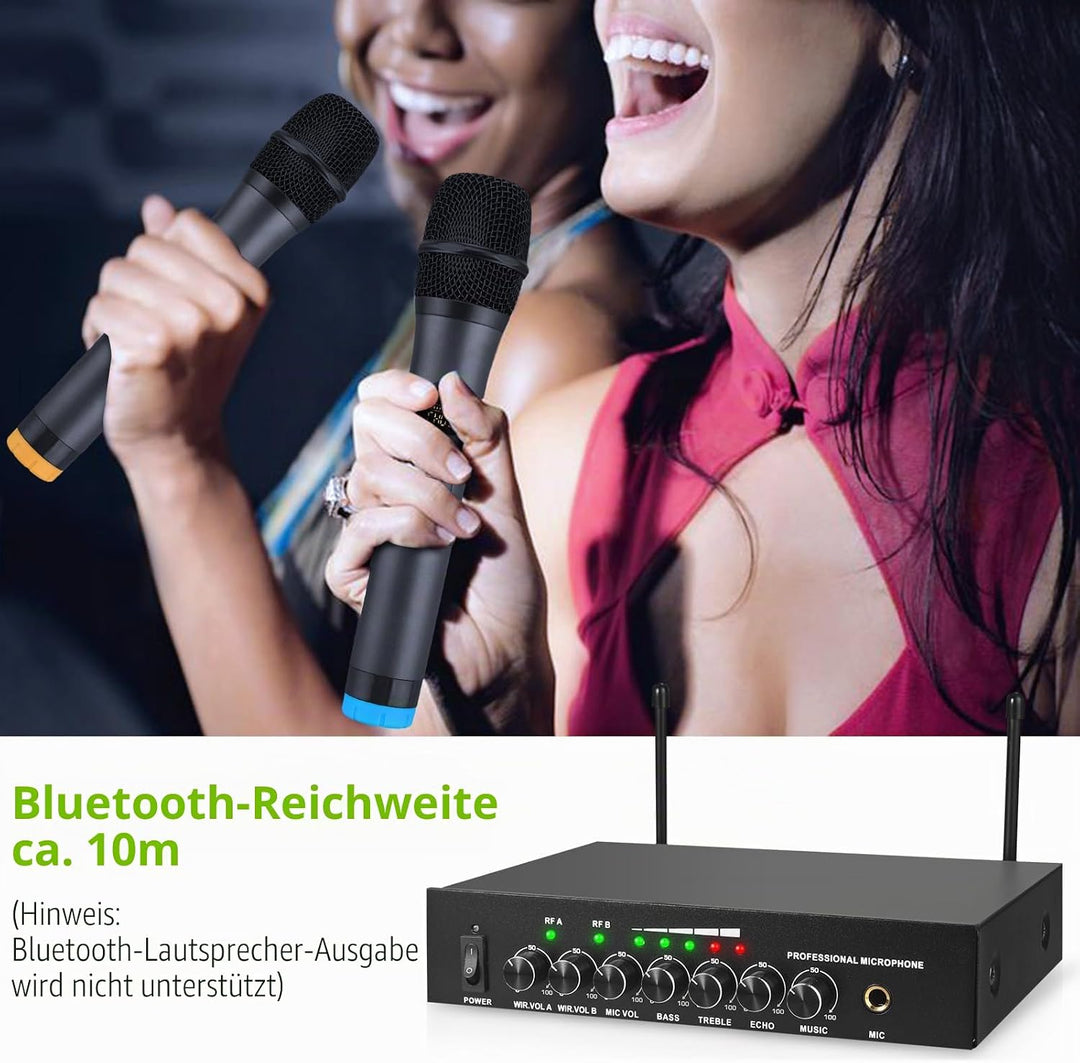LiNKFOR UHF Drahtloses Mikrofon Karaoke-Mikrofon Drahtlos Bluetooth 4.2 UHF Drahtloses Mikrofon Hand