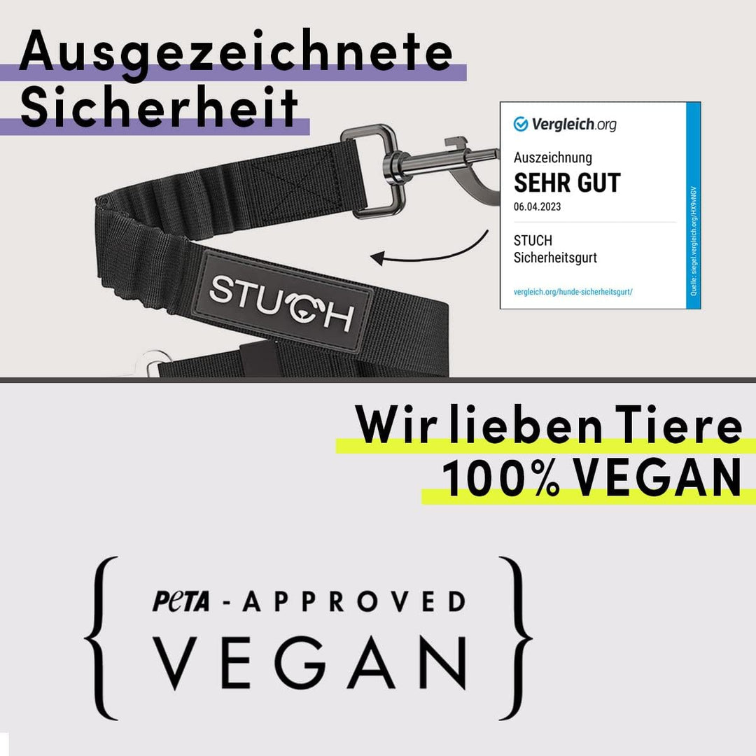 STUCH Universeller Bungee Sicherheitsgurt für Hunde & Katzen - Passend für alle Hunderassen & Autoty
