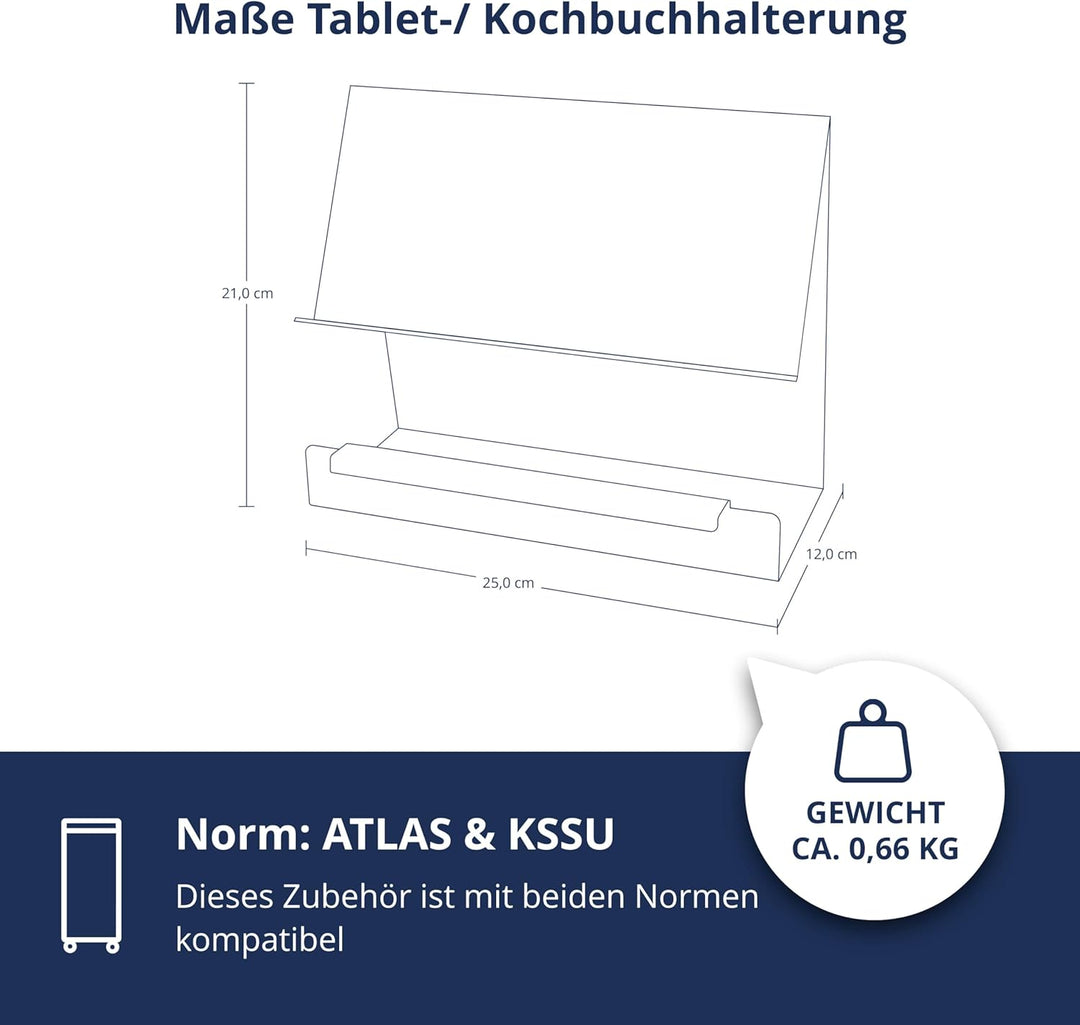 VanDeBord Flugzeugtrolley Tablet- & Kochbuchhalterung, Zubehör für Airlinetrolleys, Tablet Halter, B