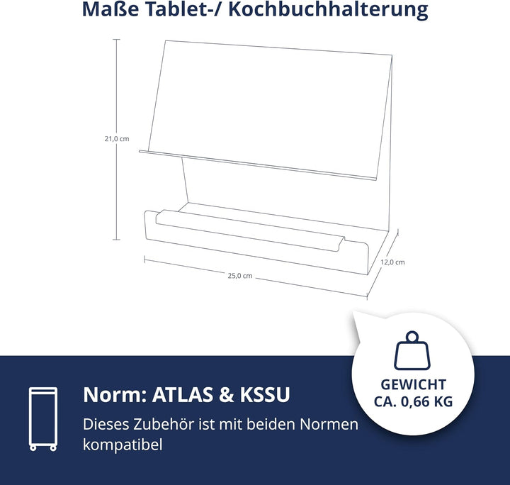 VanDeBord Flugzeugtrolley Tablet- & Kochbuchhalterung, Zubehör für Airlinetrolleys, Tablet Halter, B