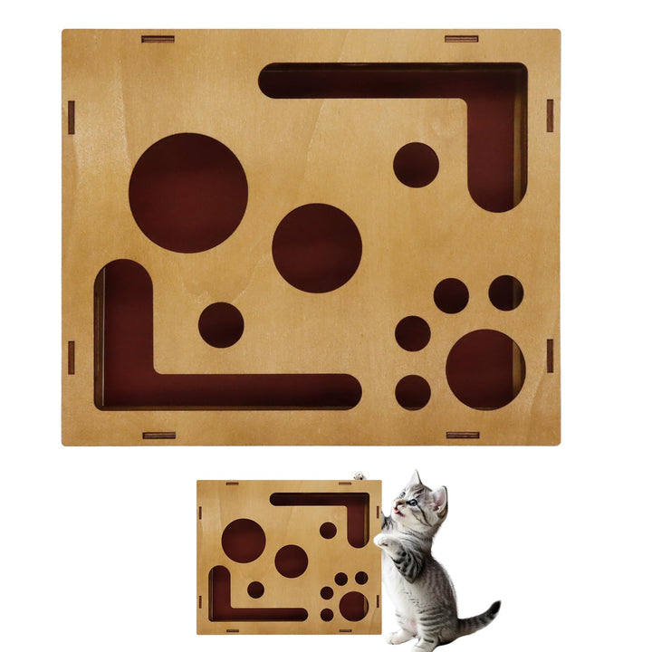 Beschäftigungsbox Krallenfeile Katzen, Kratzpuzzle Spielbox Holz, Katzen Krallenpflege Spielzeug, Kä