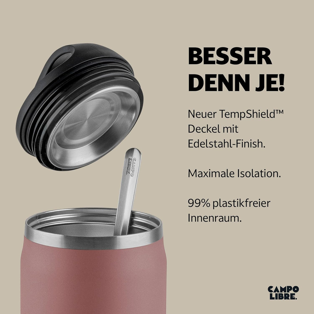 Campo Libre.® Lotta, Thermobehälter für Essen, Edelstahl Thermobecher Essen mit Löffel, Warmhaltebeh