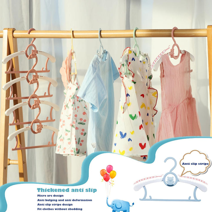 JSF Mitwachsende kleiderbügel Kinder, Set20 Stapelbare Kleiderbügel mit Bärchen-Haken, rutschfest Ba