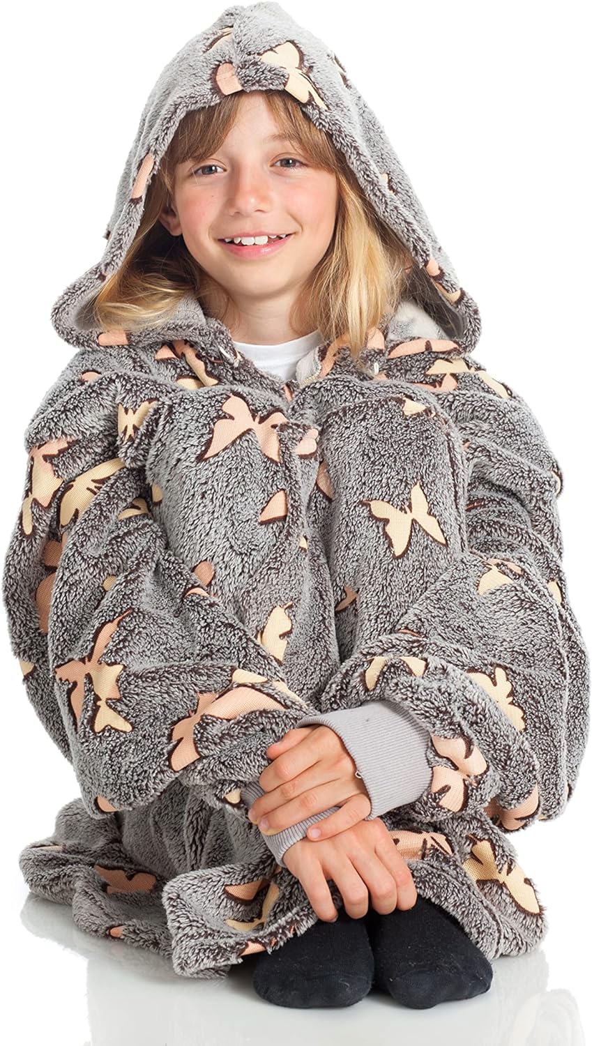 KANGURONE, HOODIE, ÜBERGRÖSSE TRAGBARE MIKROFASER-DECKE, MIT KAPUZE UND TASCHE, EINHEITSGRÖSSE FUR K