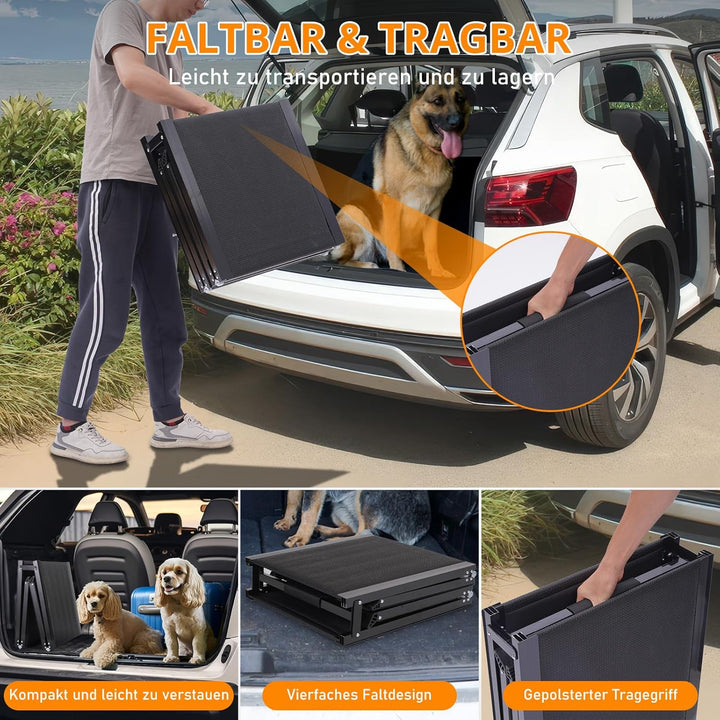 FASNATI 180×50cm Hunderampe Auto Klappbar, bis 70kg, Anti-Rutsch Hunderampe für grosse Hunde, Leicht